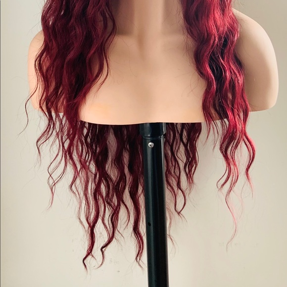 26” Ombre Burgundy Premium Synthetic Fiber Lace Front Wig - Picture 5 of 13